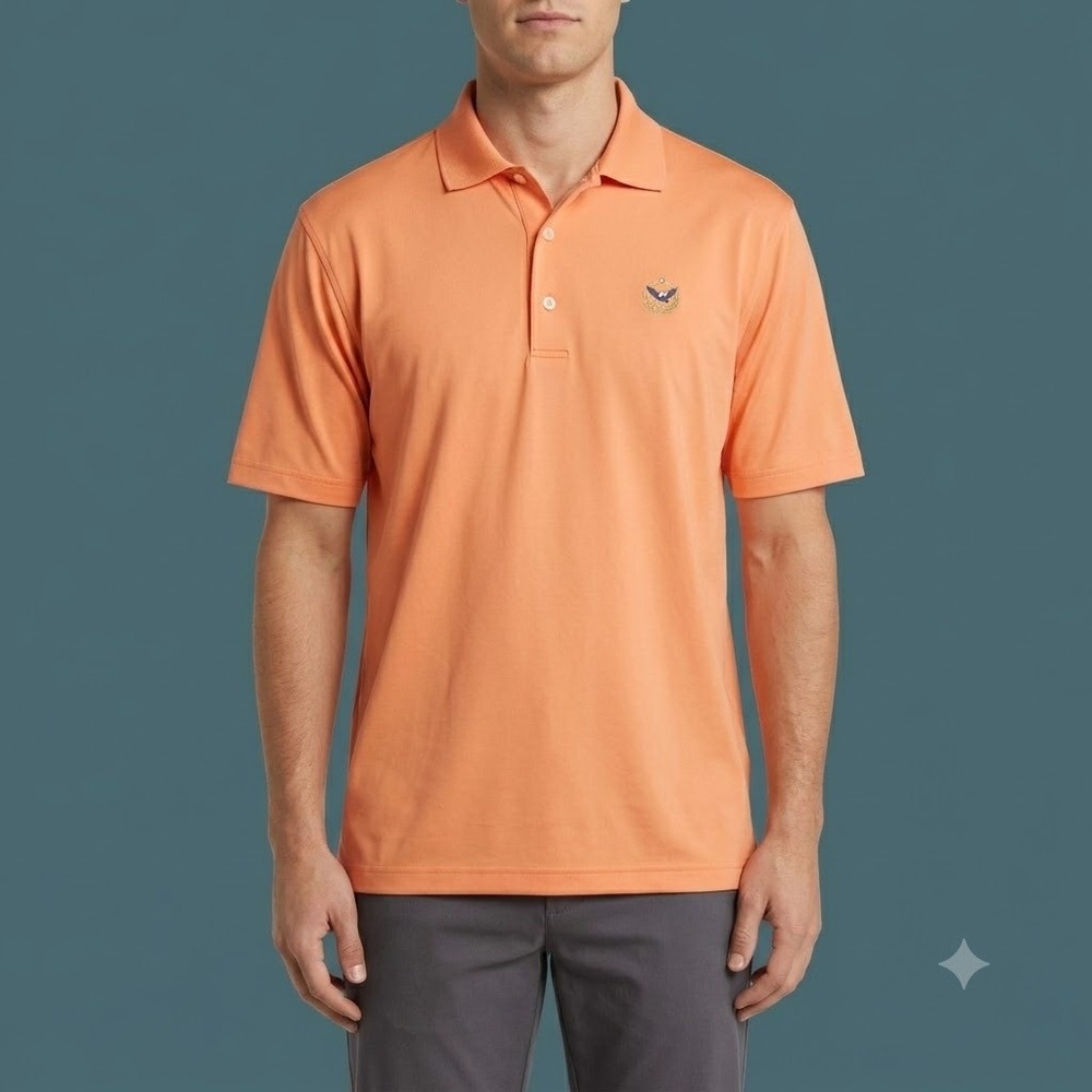 Donald Ross Polo Shirt Mens Medium Orange Short Sleeve Performance Golf Eagle